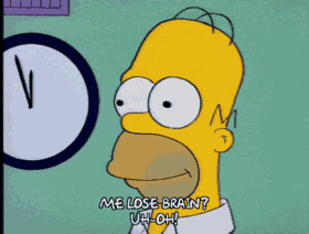 Homer Simpson qui constate qu'il a perdu son cerveau